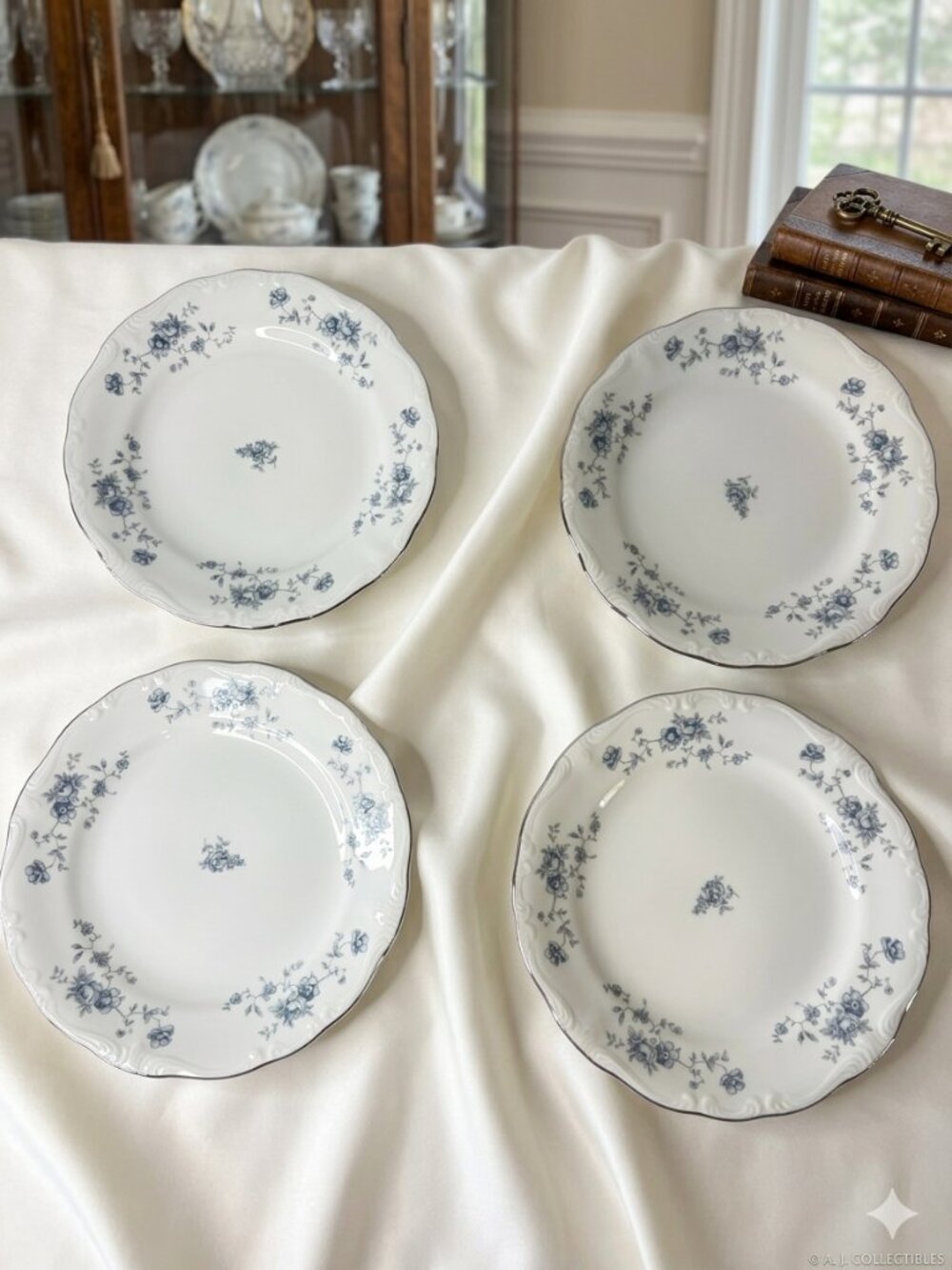 Vintage Johann Haviland Blue Garland Bread Butter Plates Set 4 Bavaria Germany